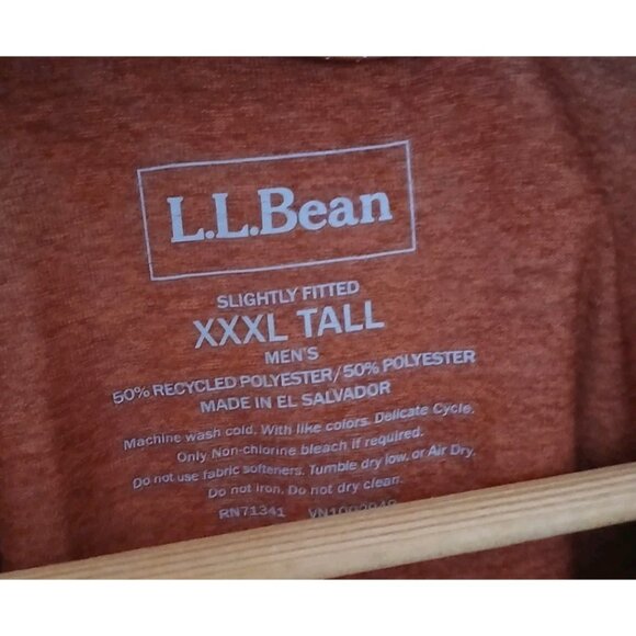 L.L. Bean Access Trail Tee Shirt Size 3XLT Tall Orange S/S Lightweight Outdoor - Picture 5 of 8